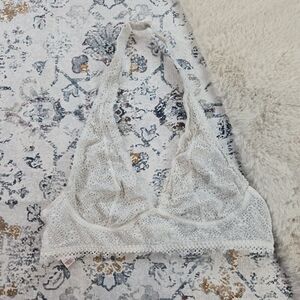 Victoria’s Secret White Lace Halter Bralette Women L Large